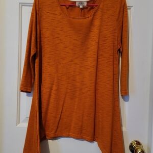 Umgee Burnt Orange Tunic with Asymmetrical Hem